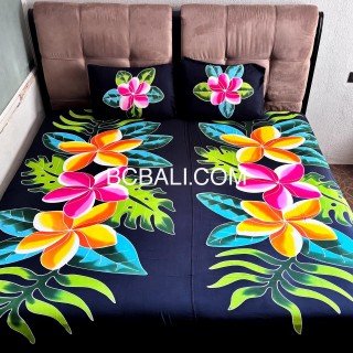 New Design Rayon Bedsheet Hand Painted Floral Design by Balinese Artisans